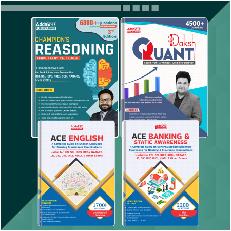 Set of 4 Quantitative Aptitude by Shantanu Shukla |Daksh Math| | & Champion Reasoning 3.0 & Ace English Language & Banking And Static Awareness|For RBI|SBI|IBPS|RRB & Insurance exams (English Printed) Adda 247