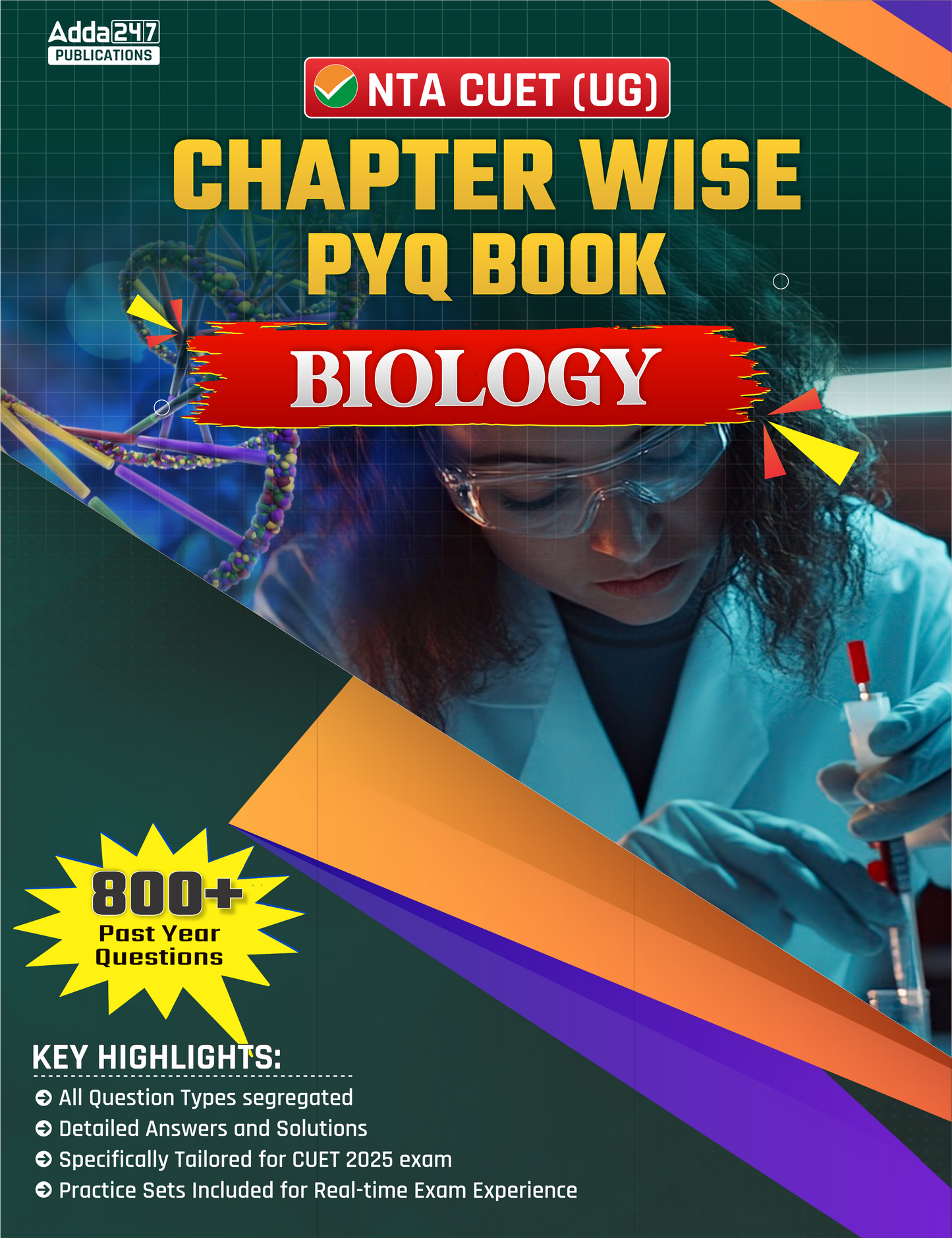 NTA CUET UG 2026 Biology Chapterwise PYQ 800+ Past Year Questions & Practice Sets Book (English Printed Edition) By Adda247