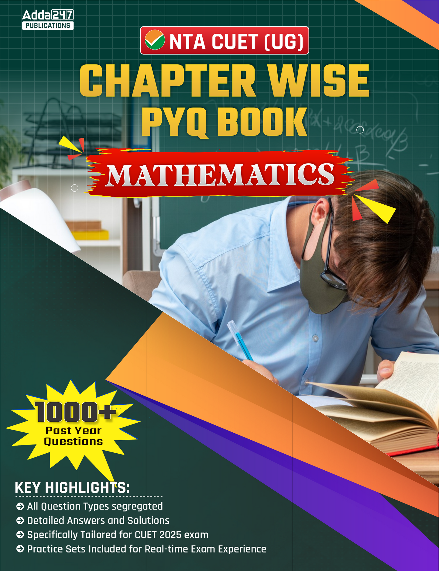 NTA CUET UG 2025 Mathematics Chapterwise PYQ 1000+ Past Year Questions & Practice Sets Book (English Printed Edition) By Adda247