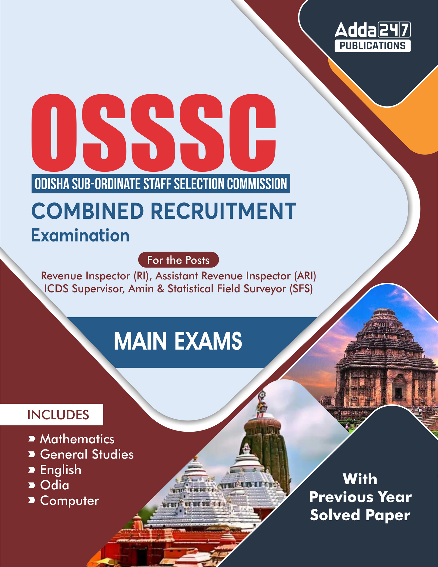 OSSSC Combined Recruitment Examination For Revenue Inspector (RI)|ICDS Supervisor|Assistant Revenue Inspector (ARI) |AMIN|Statistical Field Surveyor (SFS) Mains Examination By Adda247