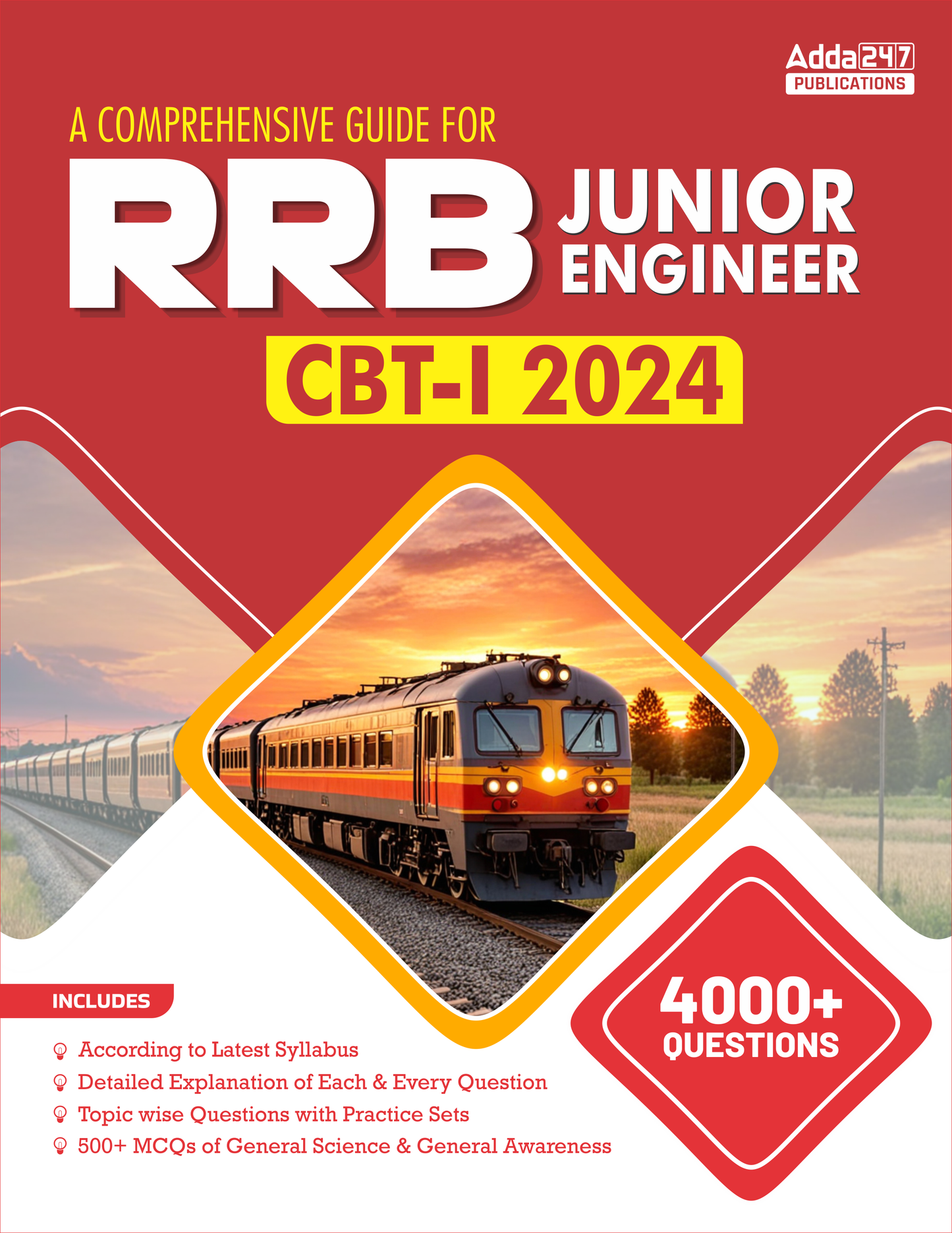 RRB (Railway Recruitment Board) Junior Engineer CBT-1 Comprehensive Guide | 4000+ Questions (English Printed Edition) by Adda247
