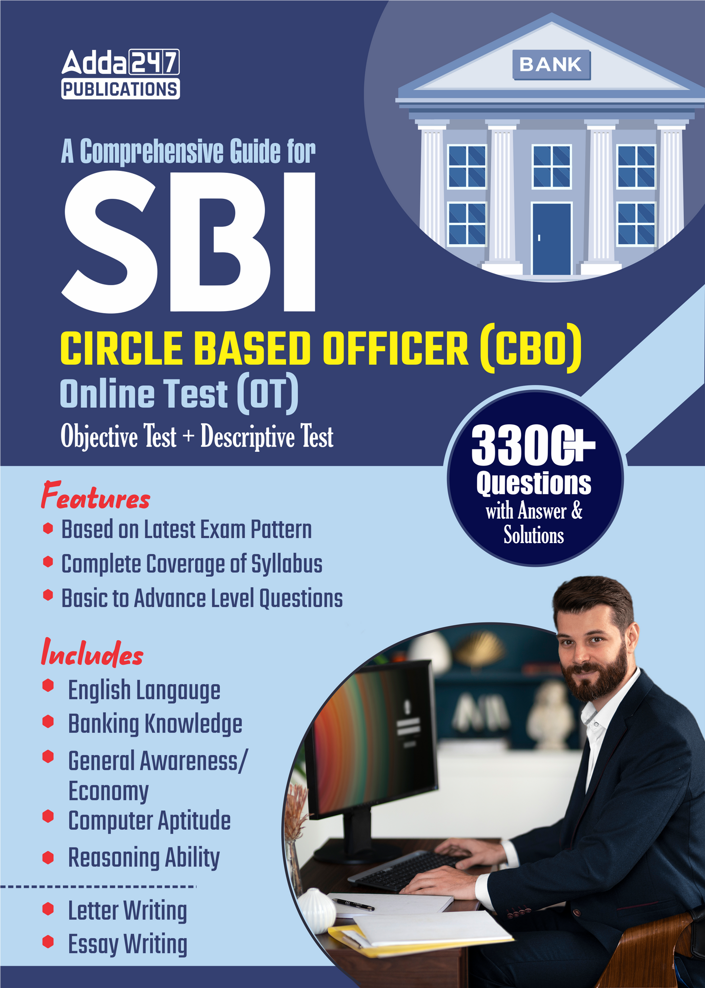 Comprehensive Guide For SBI Circle Based Officer (CBO) Online Test 2025 with 3300+ Questions with Answer & Solutions (English Printed Edition) By Adda247