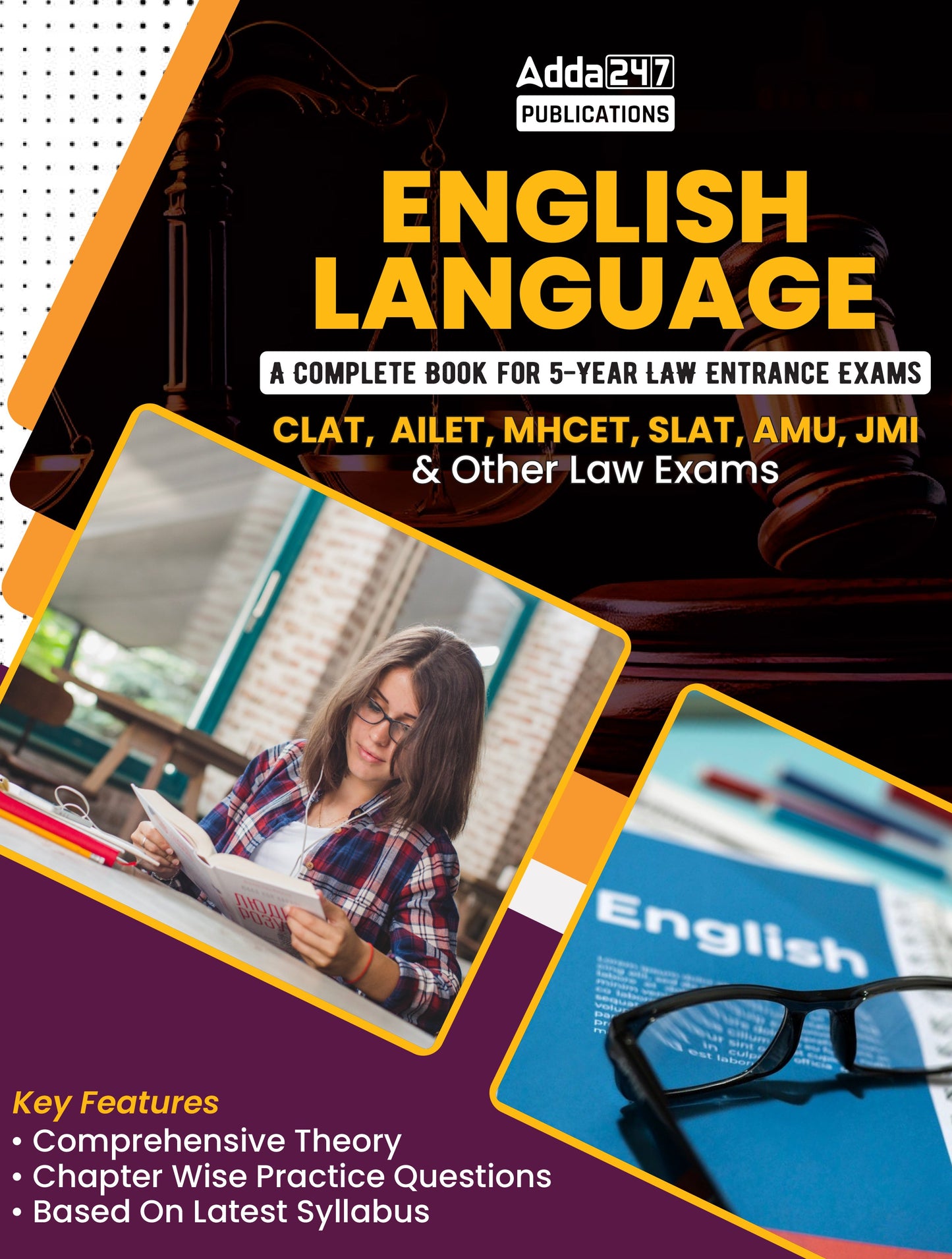 English Language A Complete Book For 5 Year Law Entrance Exams CLAT |AILET|MHCET|SLAT|AMU|JMI and Other Law Exams (English Printed Edition) By Adda247