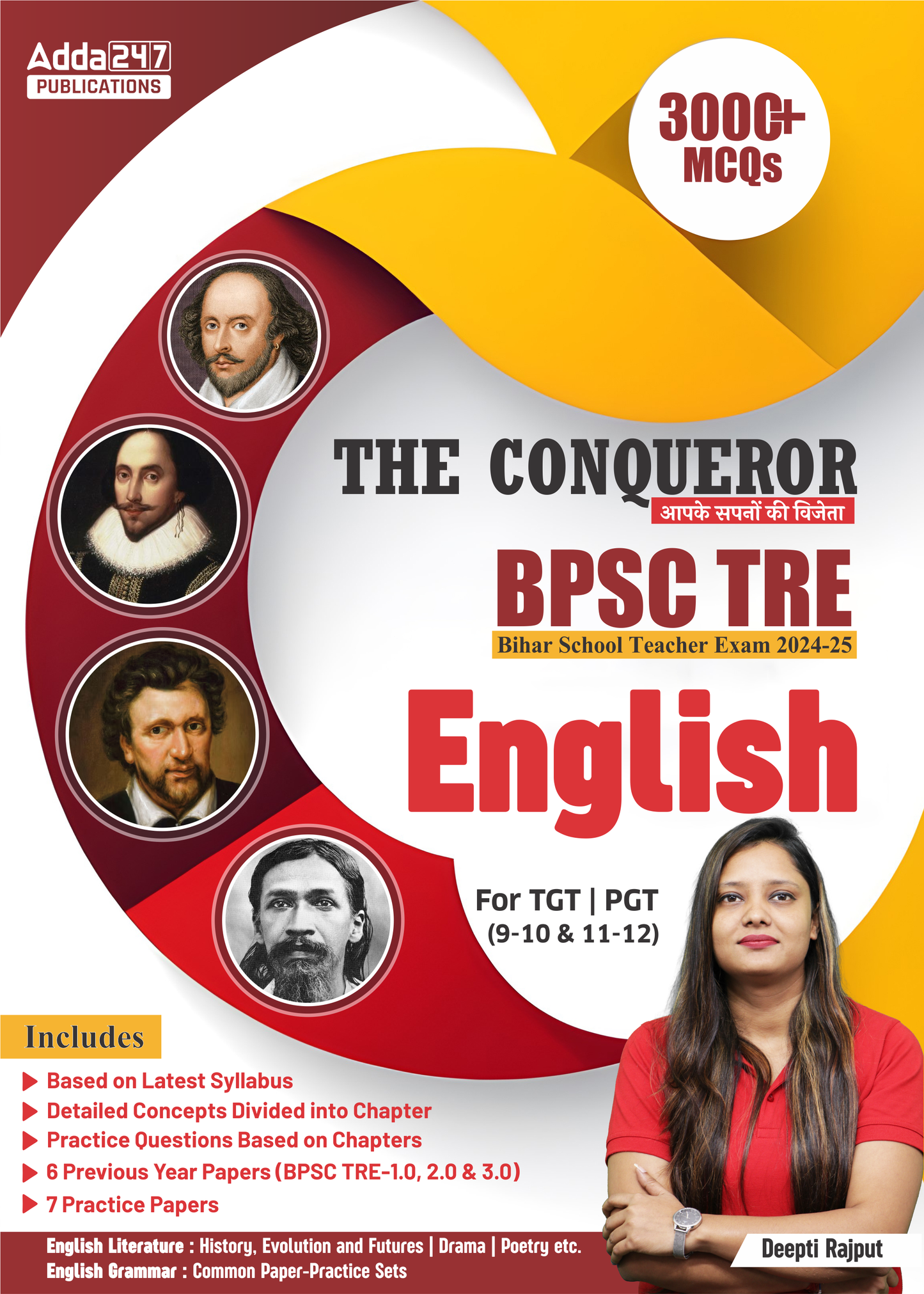 The Conqueror BPSC TRE Bihar School Teacher Exam 2025-26 English Book for TGT & PGT(9-10 & 11-12) | 3000+ MCQs (English Printed Edition) By Adda247