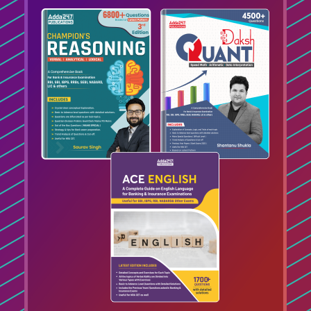 Set of 3 Quantitative Aptitude by Shantanu Shukla |Daksh Math| Arithmetic| & Champion Reasoning 3.0 & Ace English Language For Banking|For RBI|SBI|IBPS|RRB & Insurance exams (English Printed) Adda 247