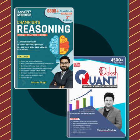 Set of 2 Quantitative Aptitude by Shantanu Shukla |Daksh Math| Arithmetic| Data Interpretation and Champion Reasoning 3.0|For IBPS|SBI|RBI|RRB|SSC| other Banks & Insurance exams (English Printed Edition) Adda 247