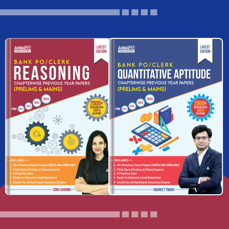 Set of 2 Bank PO & Clerk Reasoning & Quantitative Aptitude Chapterwise Previous Year Papers Book by Sona Sharma & Navneet Tiwari For IBPS|SBI|RBI|RRB|SEBI|NABARD|Other Banks & Insurance exams (English Printed Edition) By Adda 247 Publication