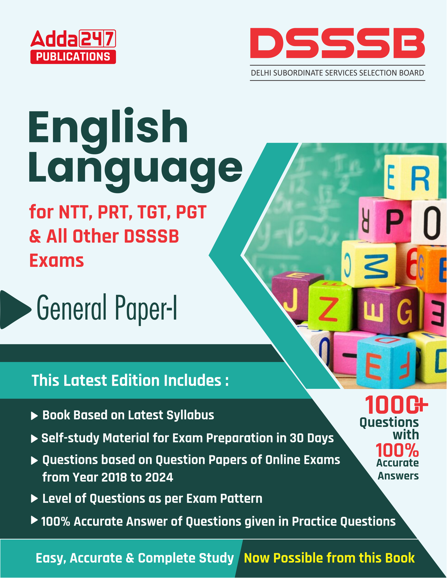 DSSSB General Paper - I General English Books For NTT, PRT, TGT, PGT Exams (English Printed Edition) by Adda247