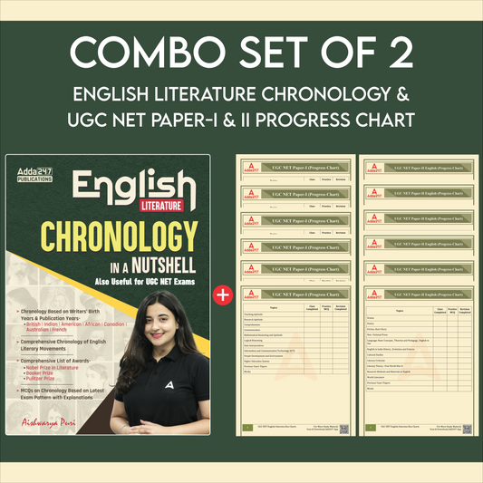 Combo Set of 2 English Literature Chronology & UGC NET Paper - I & II Progress Chart (English Printed Edition) By Adda247