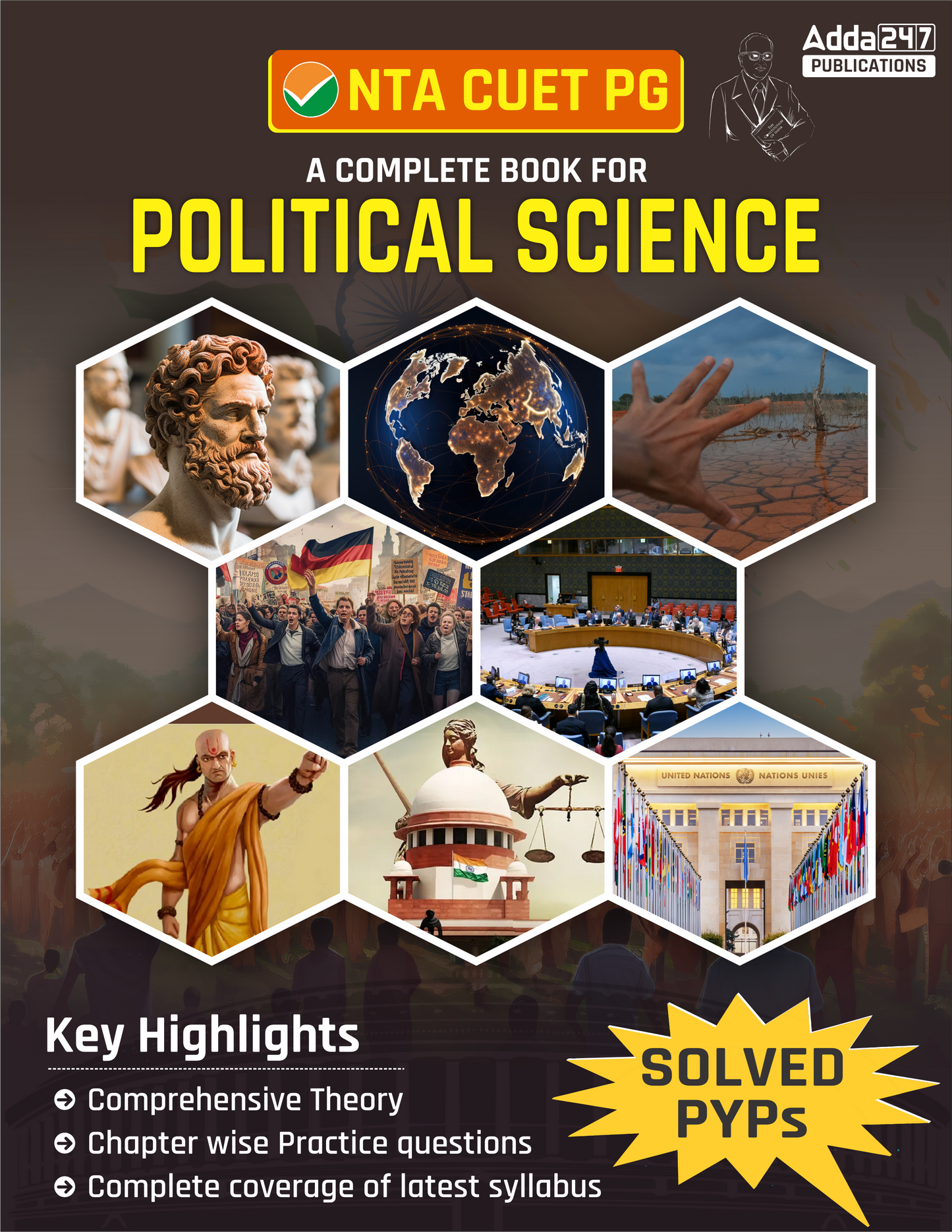 NTA CUET PG Complete Book For Political Science with Solved Previous Year Papers (English Printed Edition) By Adda 247
