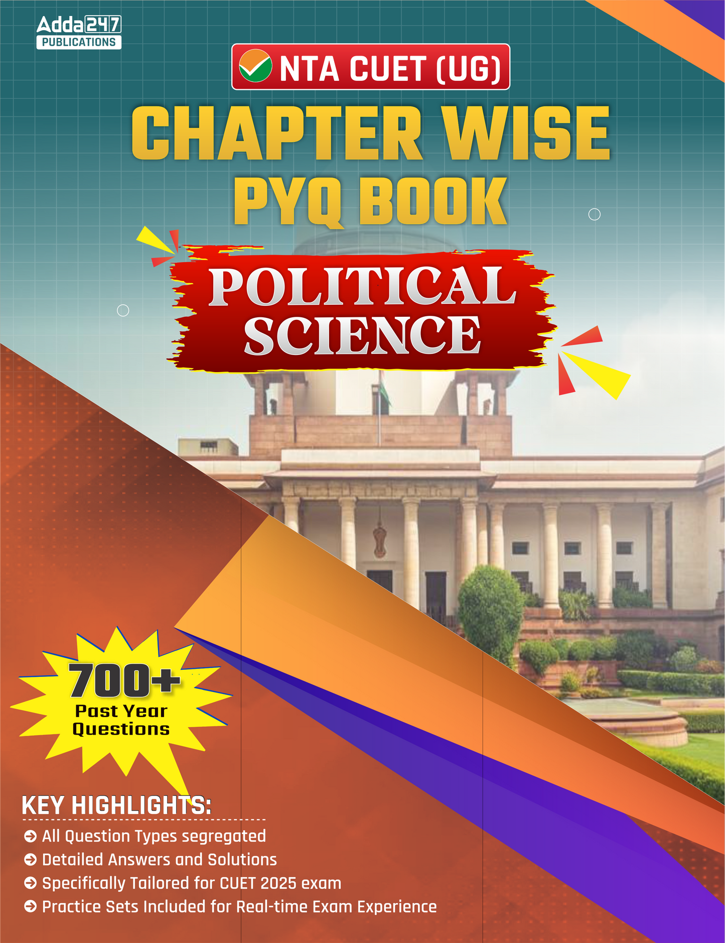NTA CUET UG 2026 Political Science Chapterwise PYQ 700+ Past Year Questions & Practice Sets Book (English Printed Edition) By Adda247