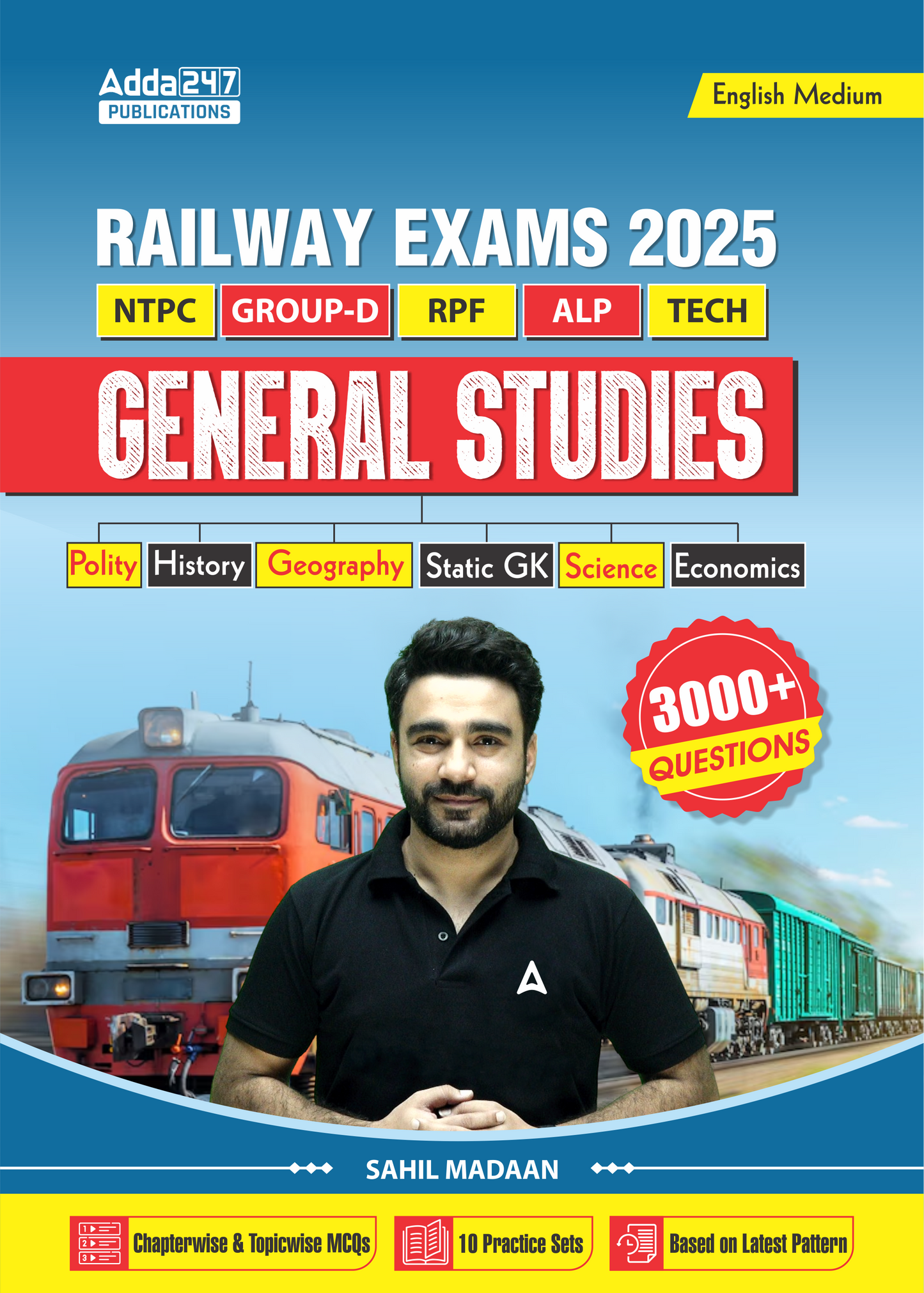 Railway (RRB) General Studies (GK / GS) Book By Sahil Madaan For NTPC | Group - D | RPF |ALP | TECH Exams 2025 with 3000+ Questions & 10 Practice Sets (English Printed Edition) By Adda247
