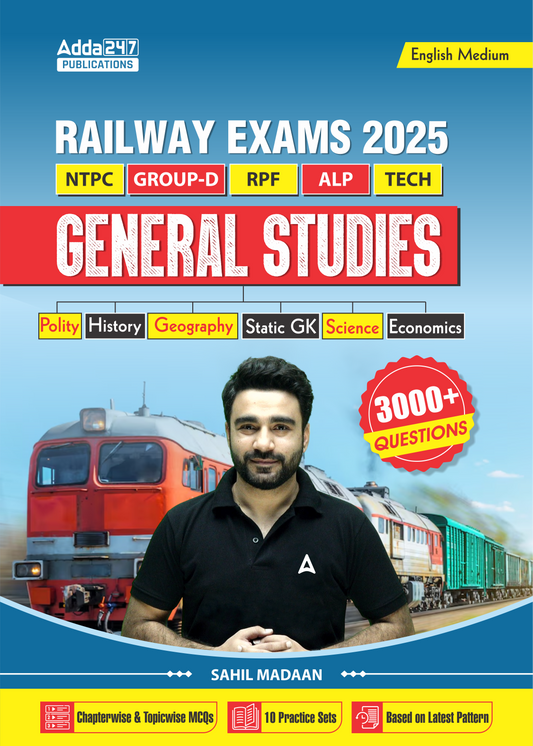 Railway (RRB) General Studies (GK / GS) Book By Sahil Madaan For NTPC | Group - D | RPF |ALP | TECH Exams 2025 with 3000+ Questions & 10 Practice Sets (English Printed Edition) By Adda247