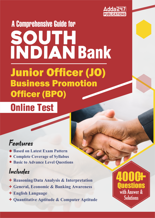 Comprehensive Guide For South Indian Bank Junior Officer (JO) /Business Promotion Officer (BPO) Online Test 2025 with 4000+ Questions with Answer & Solutions (English Printed Edition) By Adda247